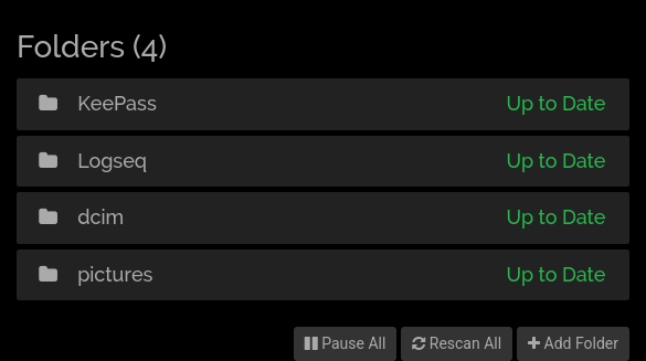 a screenshot of photos being shared via Syncthing